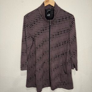 Ali Miles Burnout Jacket Full Zip Front Black & Brown Women’s Size Large